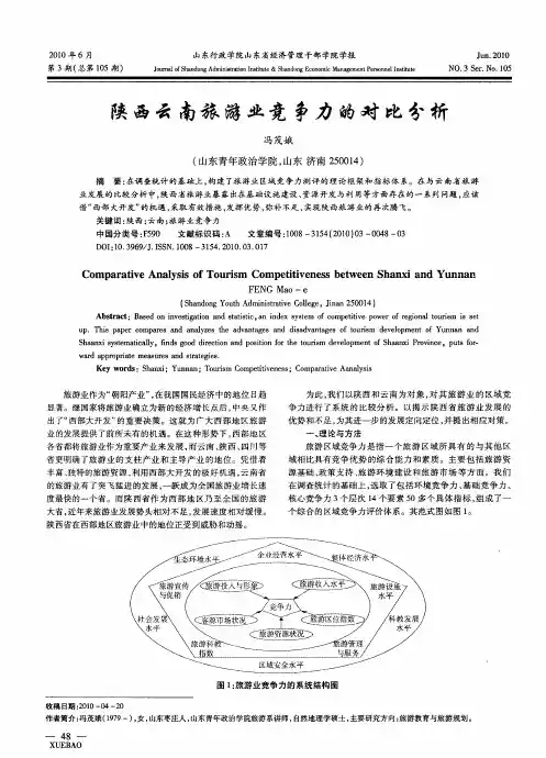 陕西云南旅游业竞争力的对比分析