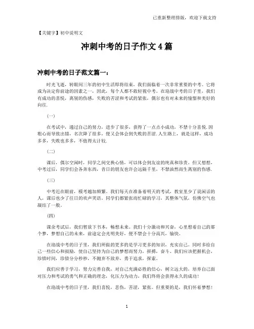 【初中说明文】冲刺中考的日子作文4篇
