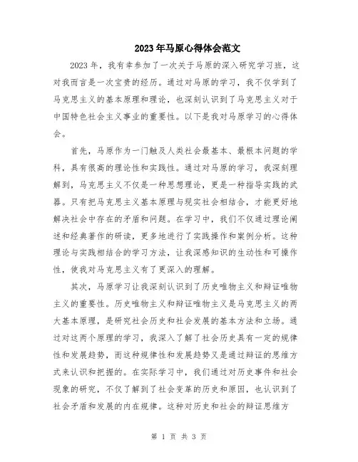 2023年马原心得体会范文