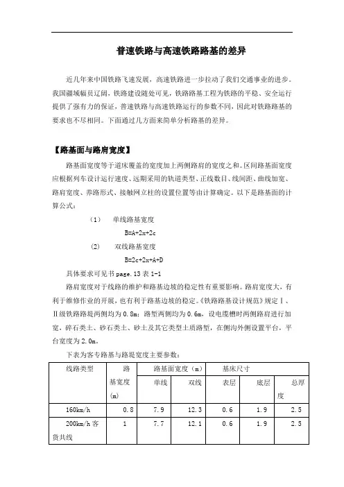 普速铁路与高速铁路路基差别