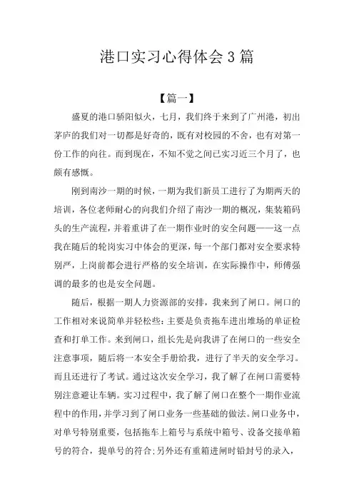 港口实习心得体会3篇