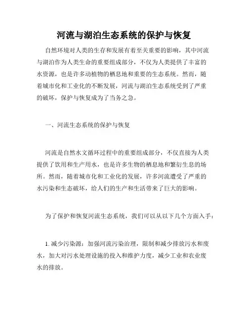 河流与湖泊生态系统的保护与恢复
