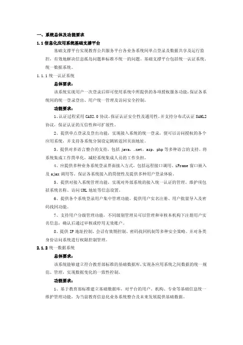 一、系统总体及功能要求