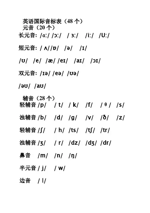 小学 五年级英语】英语国际音标表 共(5页)