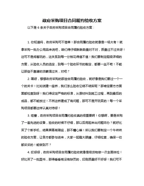 政府采购项目合同履约验收方案