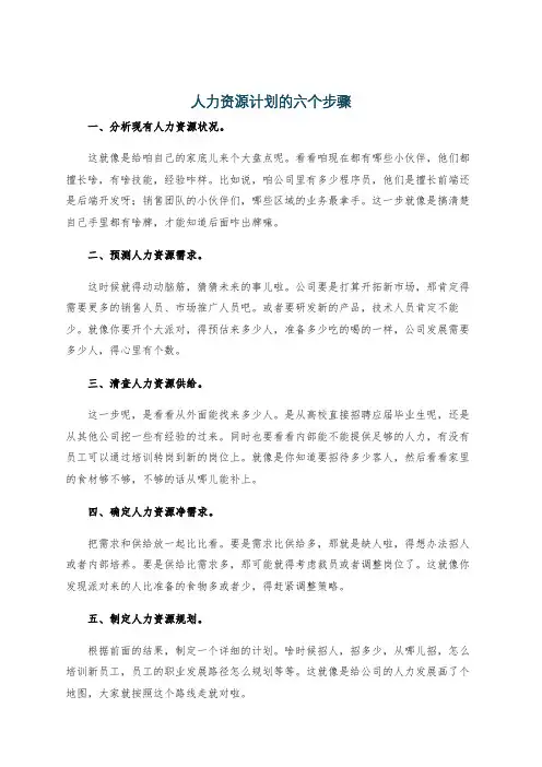 人力资源计划的六个步骤