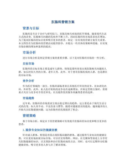 肛肠科营销方案