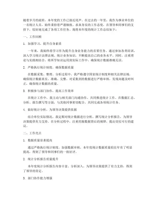 事业单位统计总结范文
