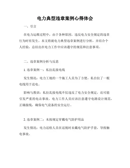 电力典型违章案例心得体会