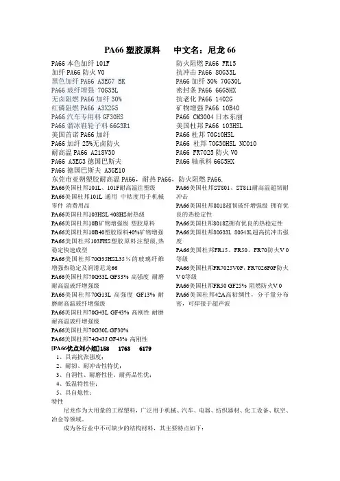 耐高温PA66塑胶原料