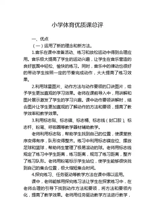 小学体育优质课总评