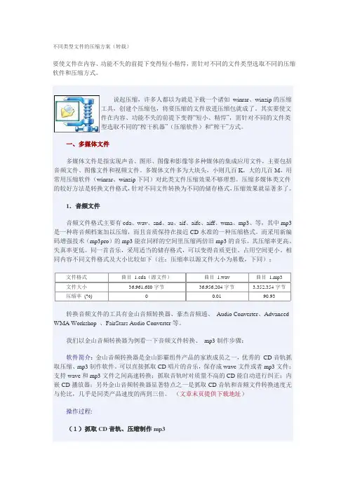 不同类型文件的压缩方案(转载)