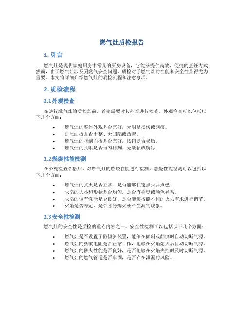 燃气灶质检报告