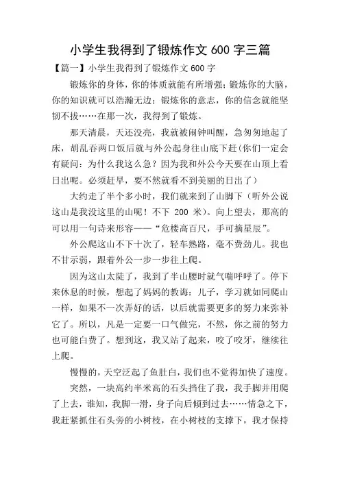 小学生我得到了锻炼作文600字三篇