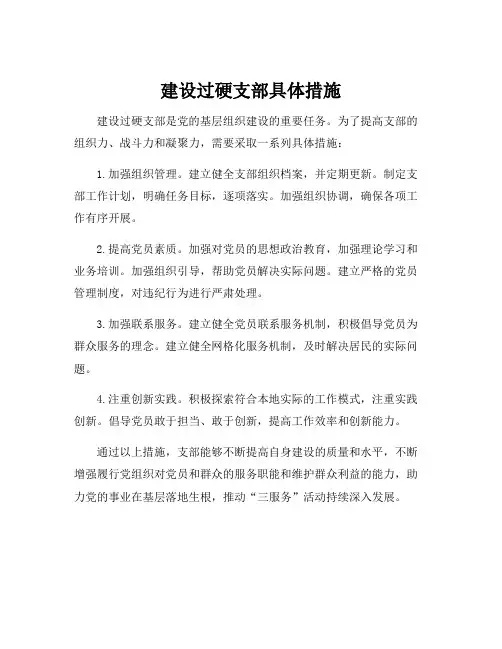 建设过硬支部具体措施