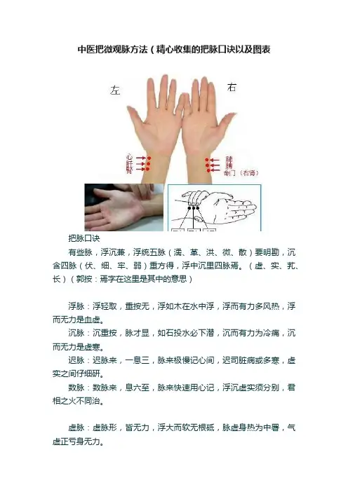 中医把微观脉方法（精心收集的把脉口诀以及图表