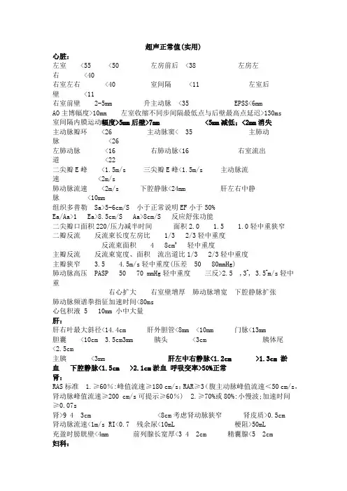 超声正常值(实用)
