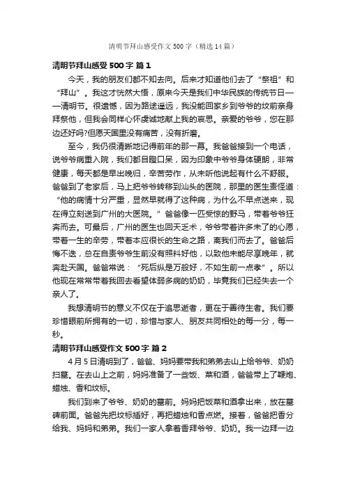清明节拜山感受作文500字（精选14篇）