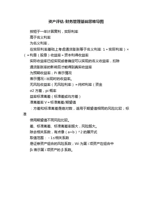 资产评估-财务管理基础思维导图