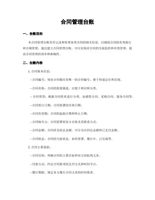 合同管理台账