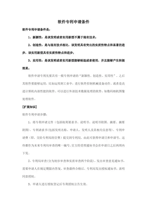 软件专利申请条件