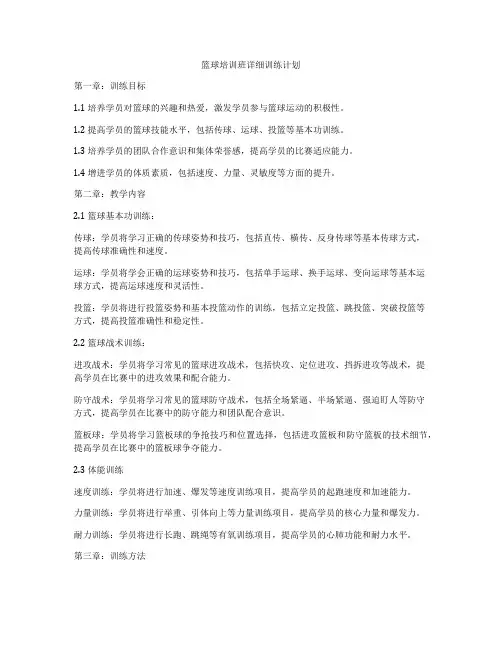 篮球培训班详细训练计划