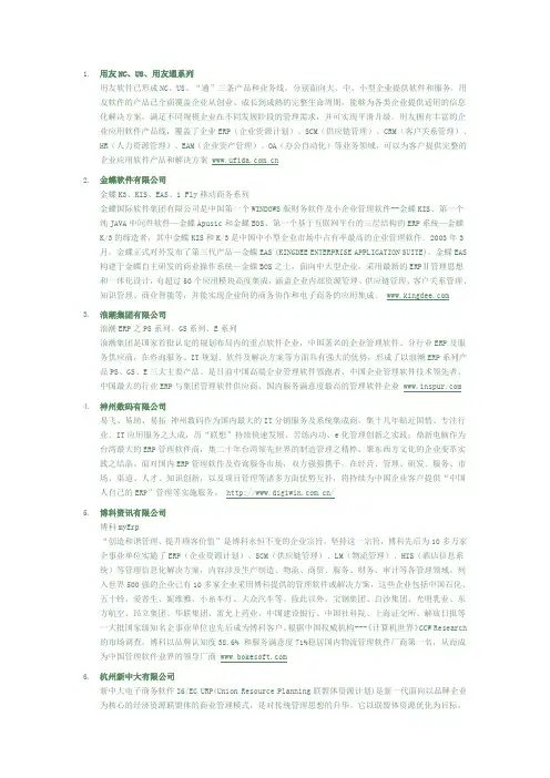 国内ERP排行榜