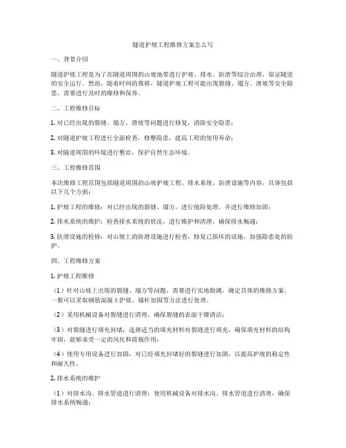 隧道护坡工程维修方案怎么写