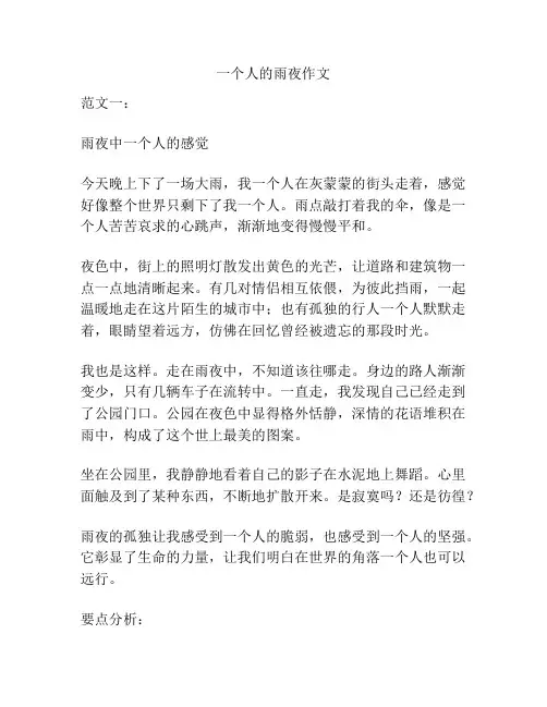 一个人的雨夜作文