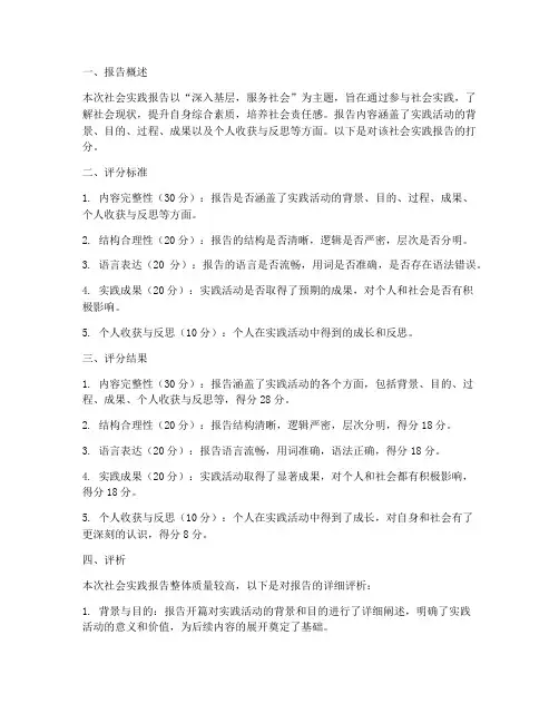 社会实践报告打分