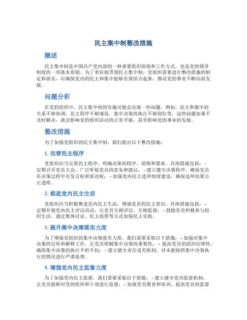 民主集中制整改措施