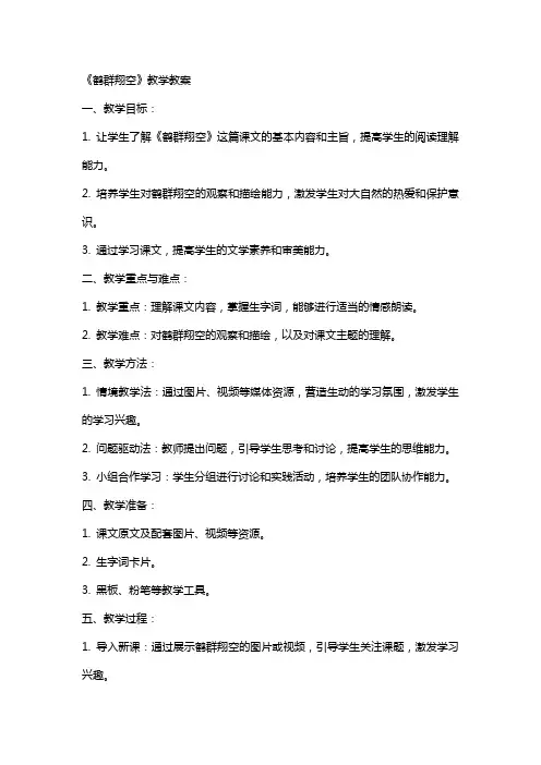 《鹤群翔空》教学教案