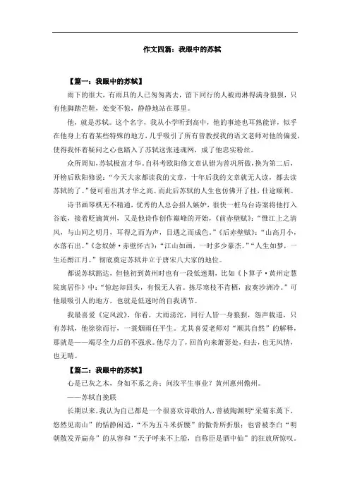 作文四篇：我眼中的苏轼