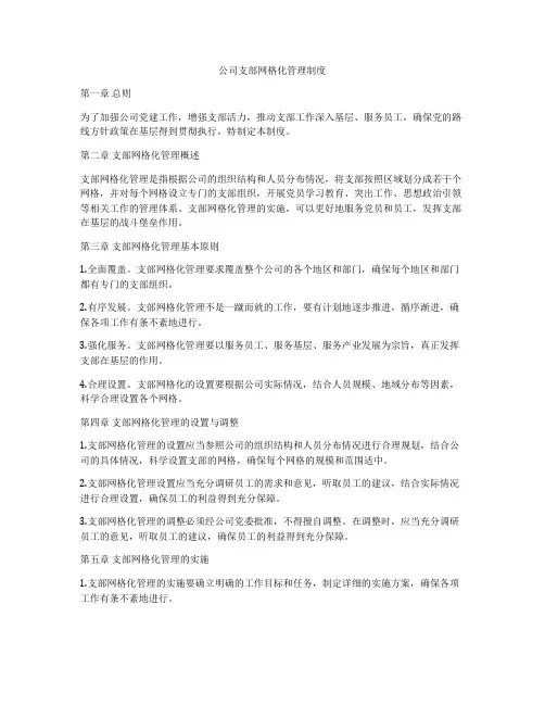 公司支部网格化管理制度