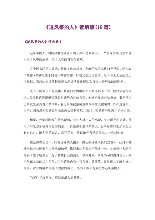 《追风筝的人》读后感(15篇)