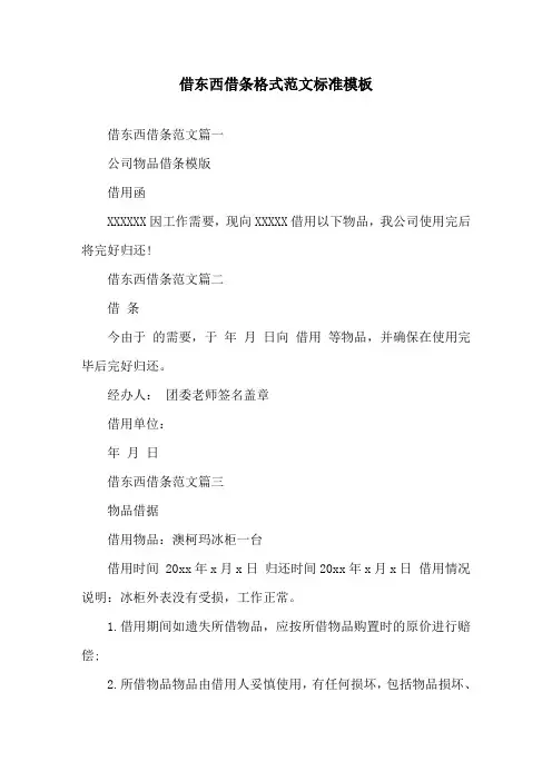 借东西借条格式范文标准模板精选