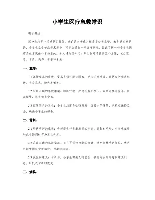 小学生医疗急救常识