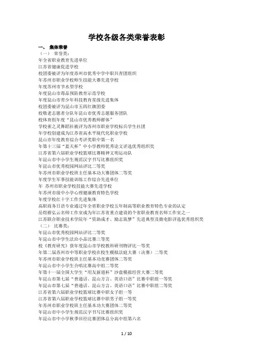 2017学校各级各类荣誉表彰