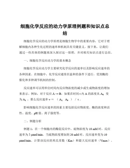 细胞化学反应的动力学原理例题和知识点总结