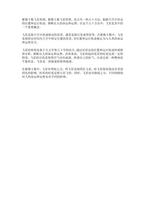 紫微斗数飞星原理