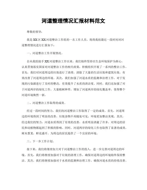 河道整理情况汇报材料范文