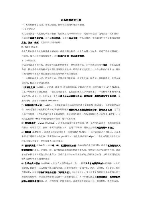 水基切削液的分类