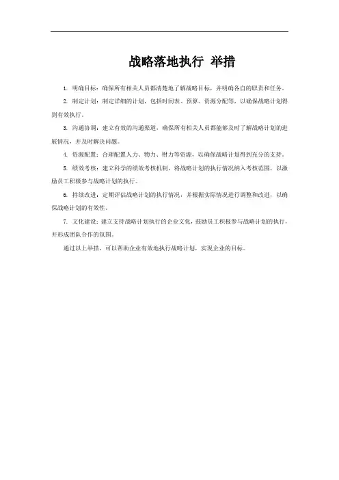 战略落地执行 举措