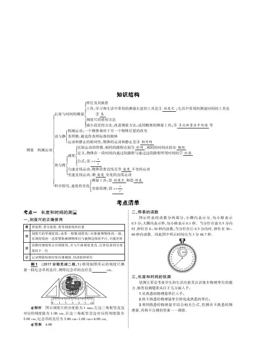 2020年中考物理总复习课件 -测量  机械运动