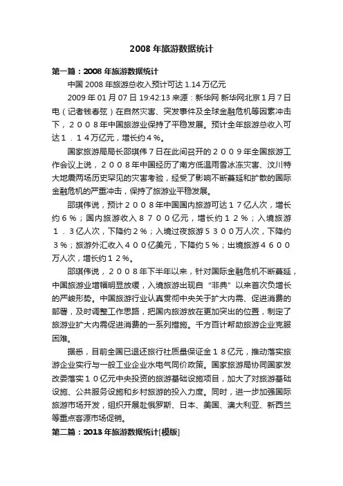 2008年旅游数据统计