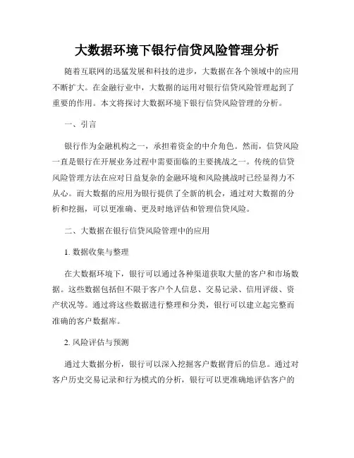 大数据环境下银行信贷风险管理分析