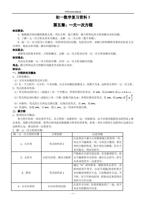 第五章 一元一次方程复习-