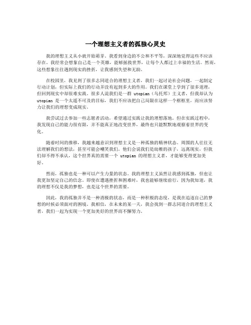 一个理想主义者的孤独心灵史