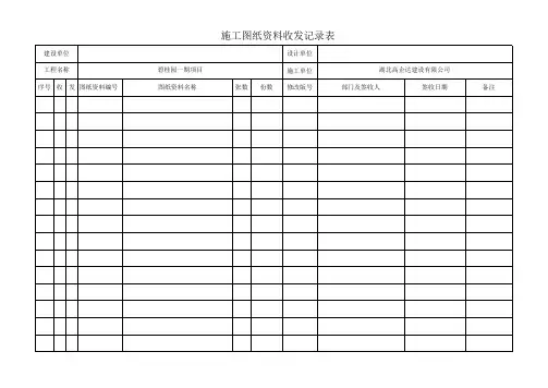 施工图纸资料收发记录表