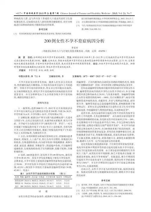 200例女性不孕不育症病因分析